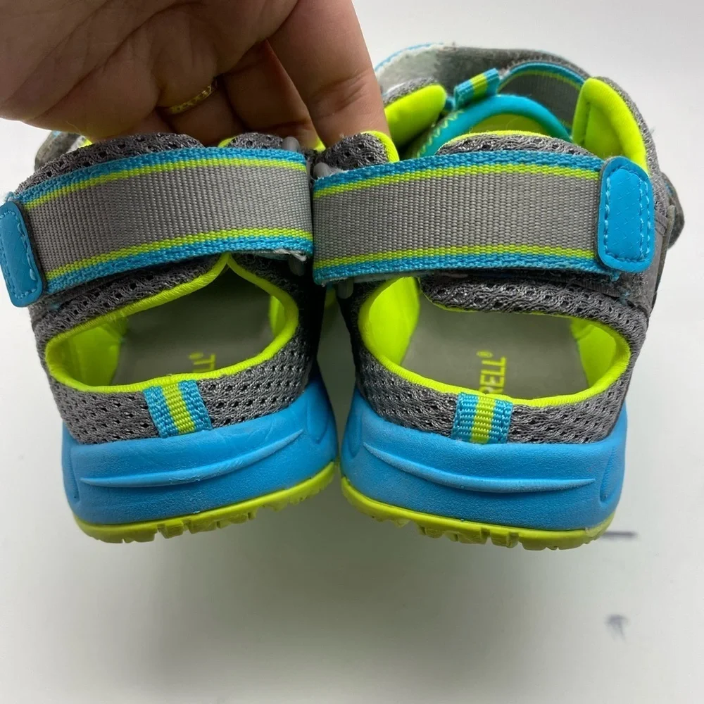 Merrell Hydro Quench Grey/Turquoise Leather/Mesh Outdoor Shoes Youth Kids US 5 M